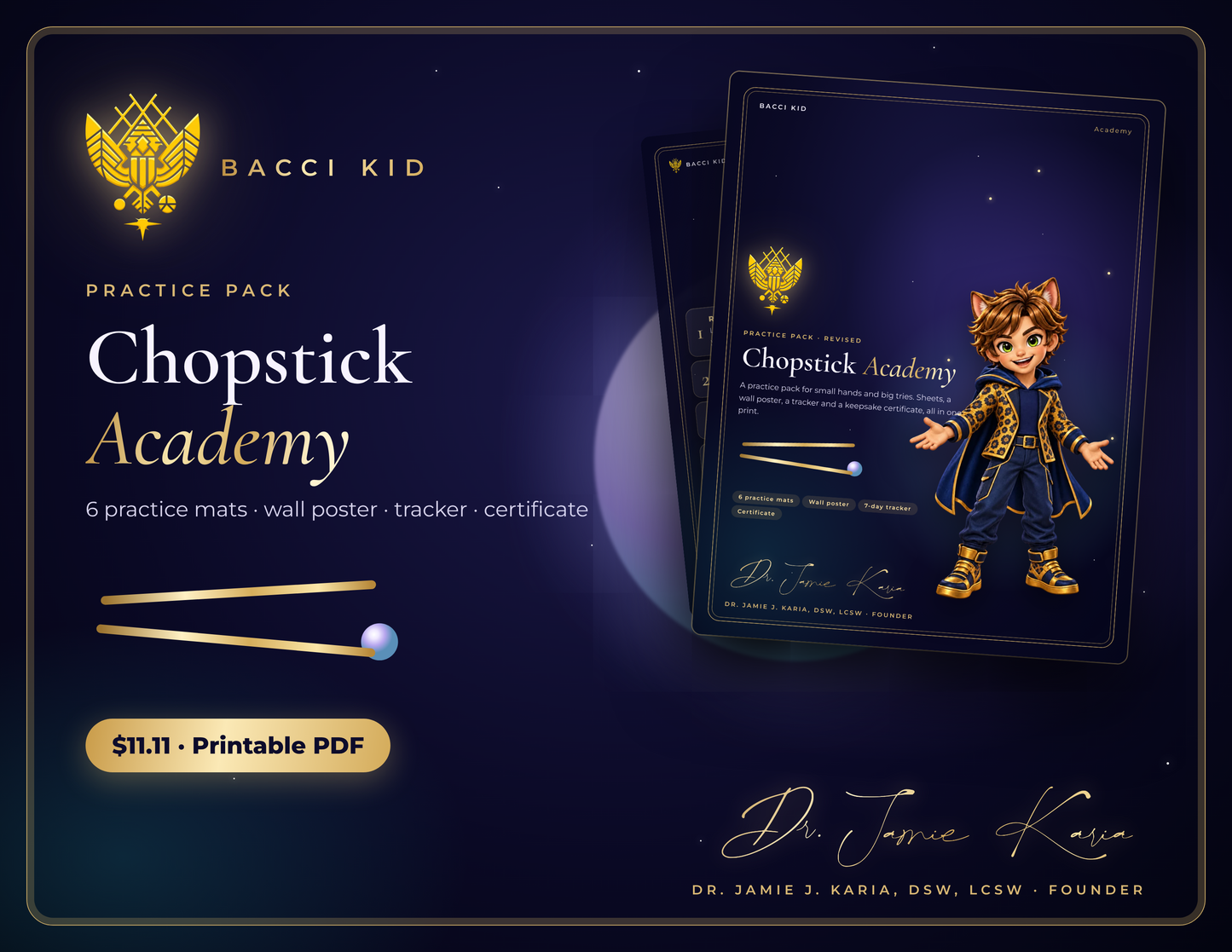 Chopstick Academy Practice Pack (Revised) · 6 mats + poster + tracker + certificate