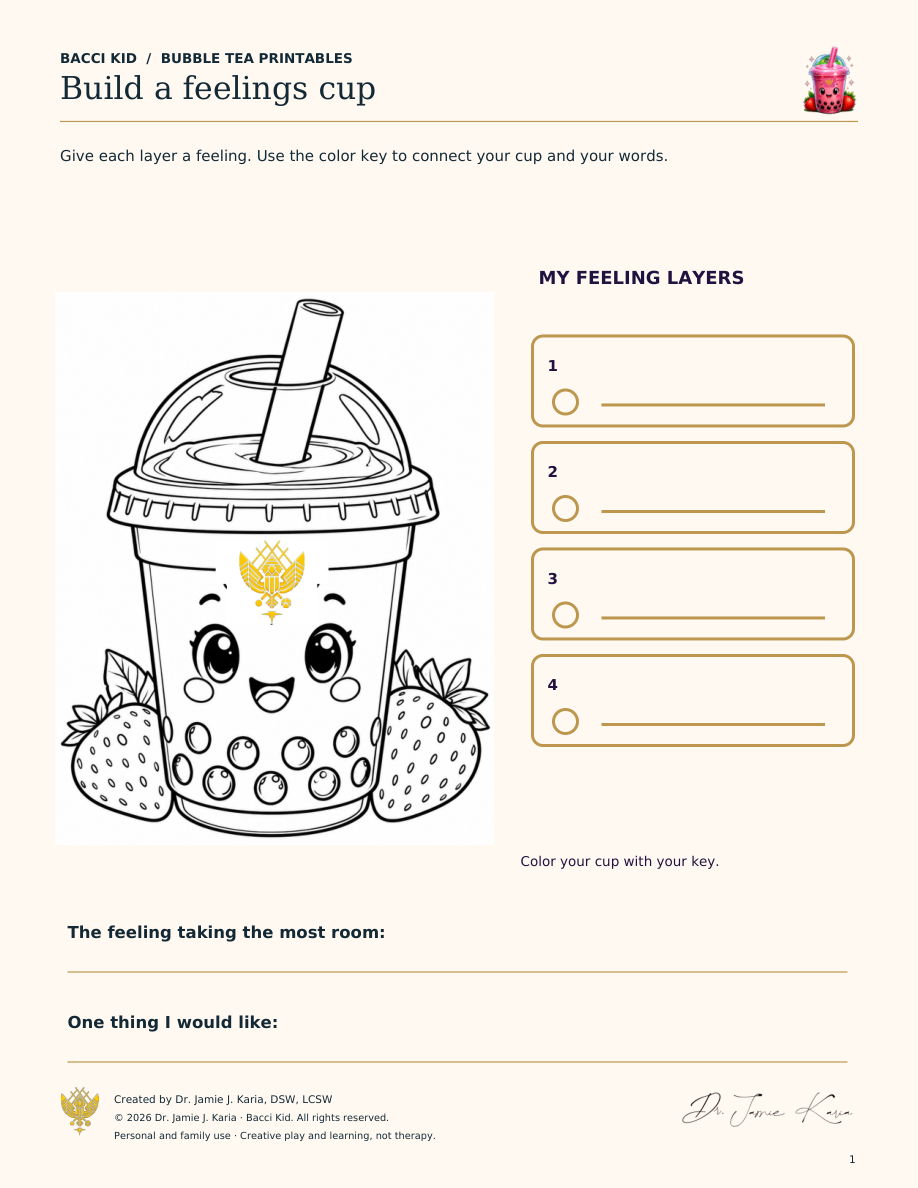 Build a Feelings Cup with current Bacci Kid yellow crest
