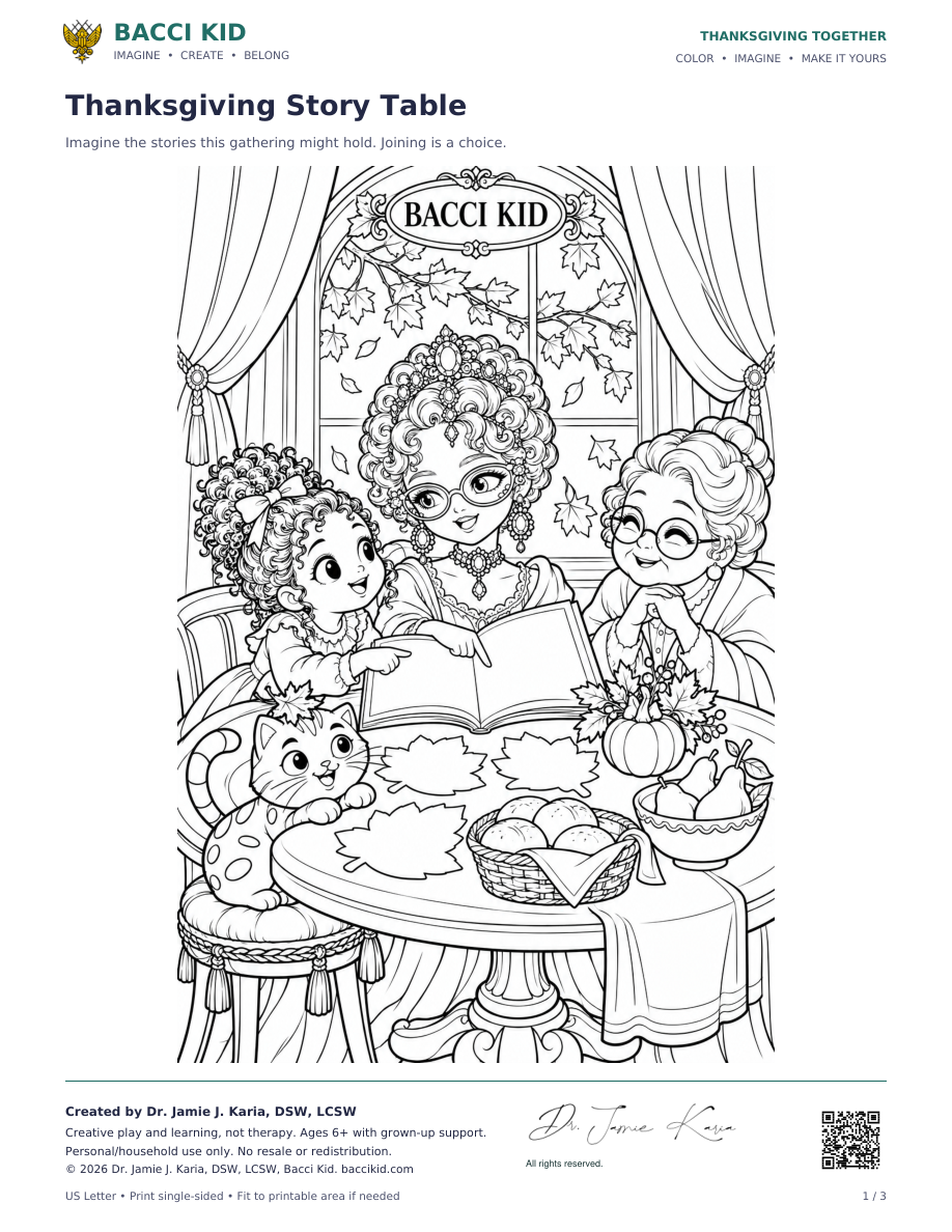 Actual signed first page of Thanksgiving Together coloring collection