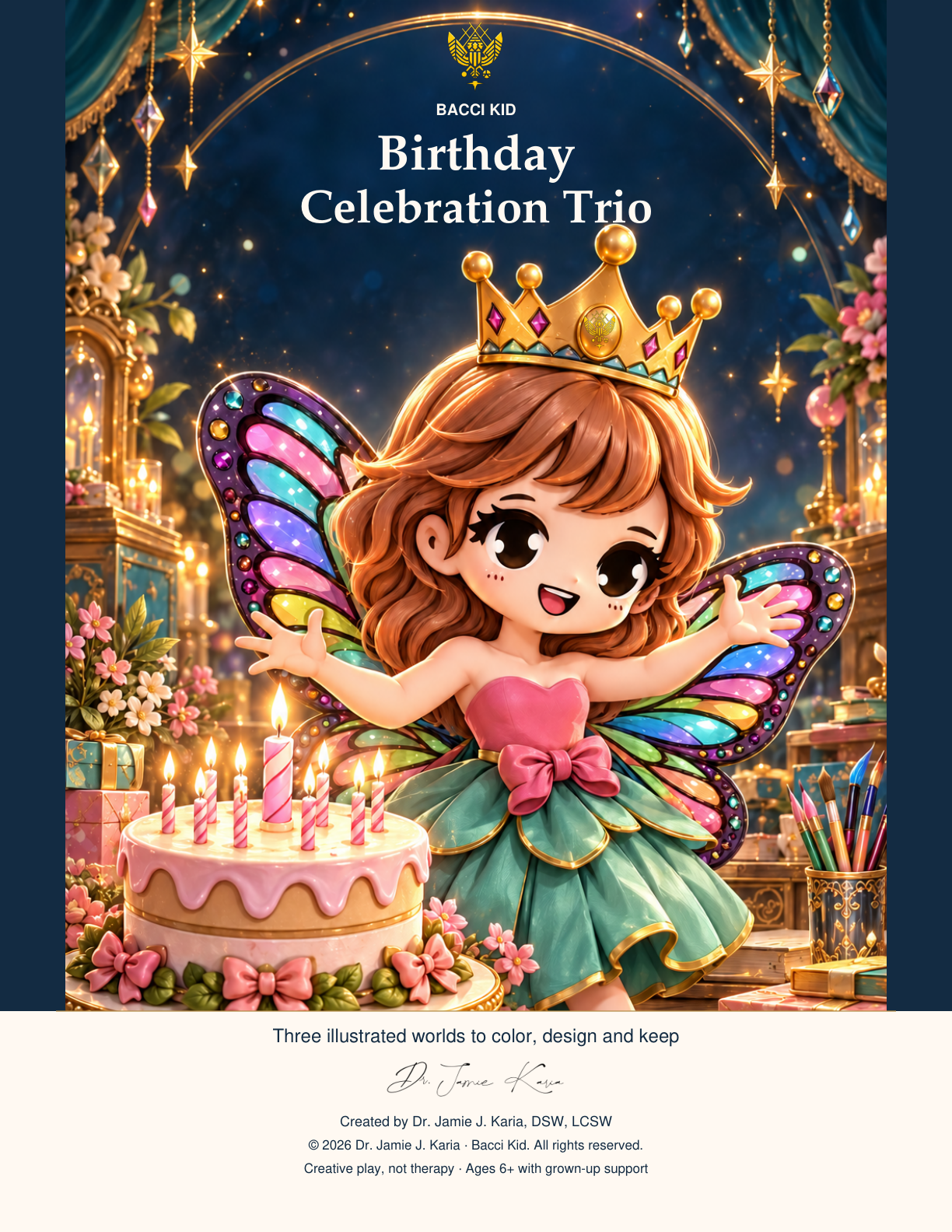 Bacci Kid Birthday Celebration Trio, illustrated cover with Princess Sunny and clearly spaced title and creator credits