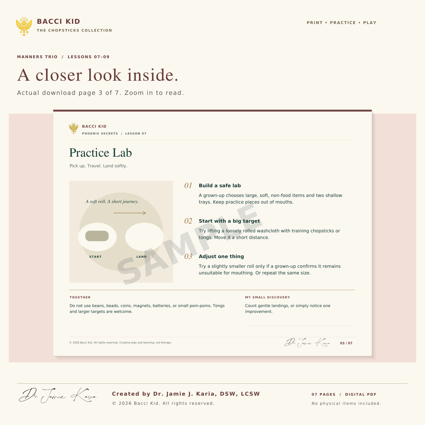 Actual watermarked page 3 of the MANNERS TRIO  /  LESSONS 07–09 PDF.