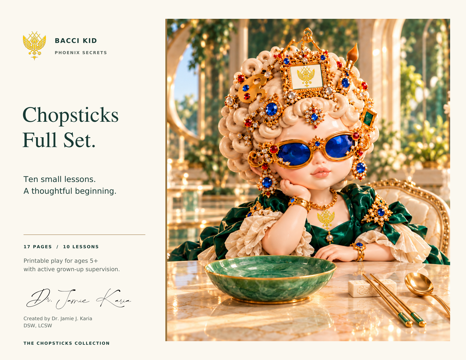 Phoenix Secrets Chopsticks Full Set: Empress Baby Brightlight, 17-page printable with ten lessons, tracker and certificate