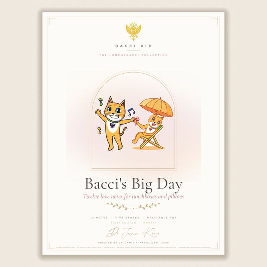 LunchyBacci Notes: Bacci's Big Day (12 printable note cards)