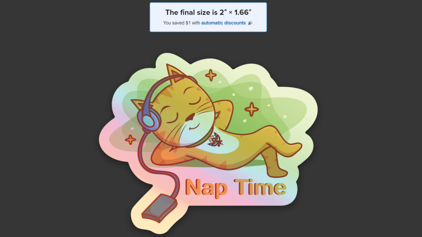 I love Nap Time (10 Hologram Stickers)