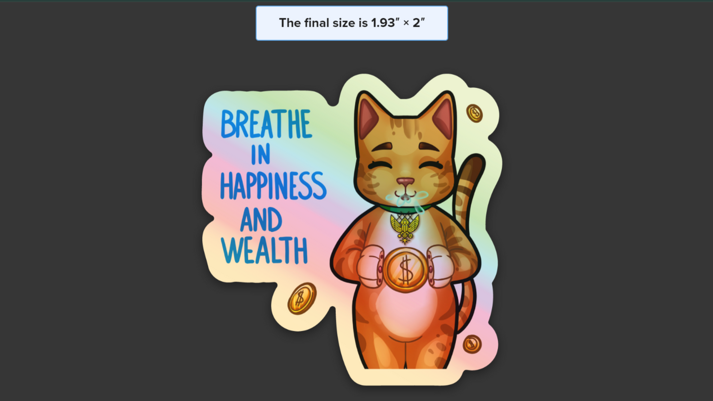 Breathe In Happiness And Wealth (10 Hologram Stickers)