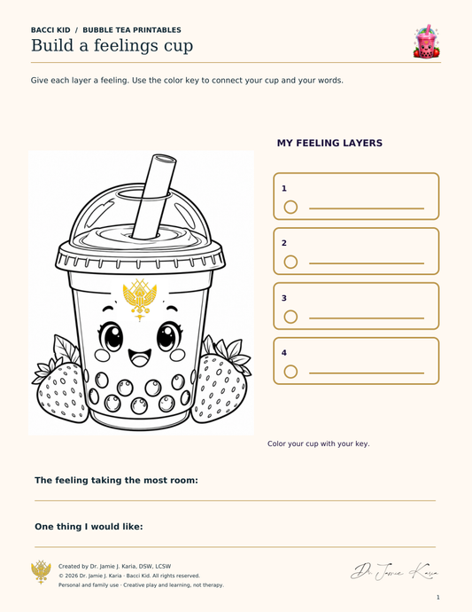 Build a Feelings Cup with current Bacci Kid yellow crest
