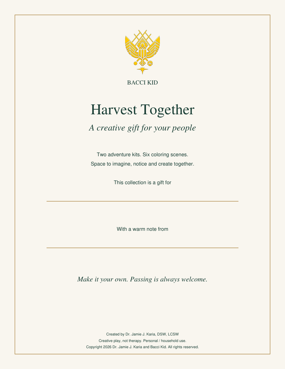 Harvest Together gift certificate cover with current yellow Phoenix crest