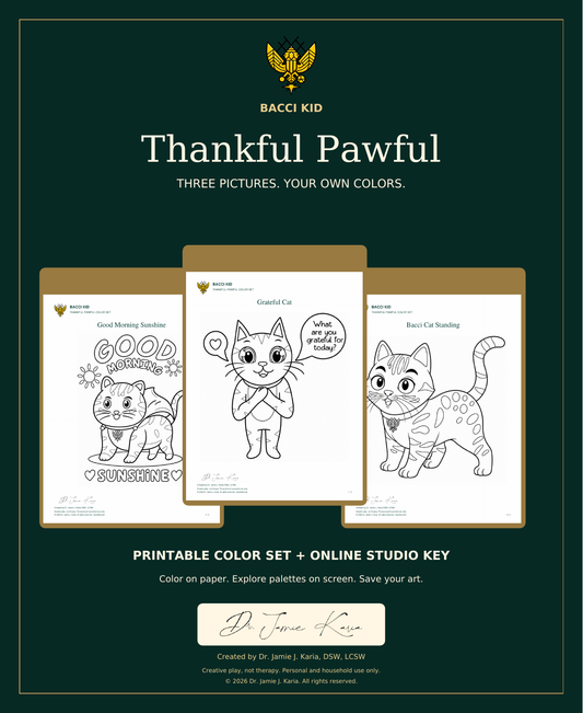 Thankful Pawful - exact included three cat coloring pictures and Studio Key
